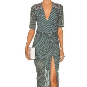 NWOT Veronica Beard Silk Ruched Mariposa Dress